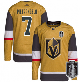 Wholesale Cheap Men\'s Vegas Golden Knights #7 Alex Pietrangelo Gold 2023 Stanley Cup Final Stitched Jersey