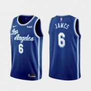 Wholesale Cheap Men's Los Angeles Lakers #6 LeBron James Blue 2021 Nike Swingman Stitched Jersey With Sponsor Logo