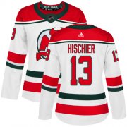 Wholesale Cheap Adidas Devils #13 Nico Hischier White Alternate Authentic Women's Stitched NHL Jersey