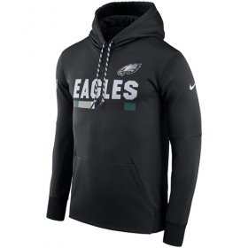 Wholesale Cheap Men\'s Philadelphia Eagles Nike Black Sideline ThermaFit Performance PO Hoodie