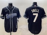 Cheap Men's Los Angeles Dodgers #7 Blake Snell Black 2024 World Series Champions Cool Base Stitched Baseball Jersey