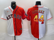 Cheap Men's Houston Astros #44 Yordan Alvarez White Orange Split Stitched Baseball Jersey