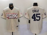 Cheap Men's New York Yankees #45 Gerrit Cole Cream Limited Stitched Baseball Jersey