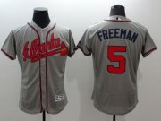 Wholesale Cheap Braves #5 Freddie Freeman Grey Flexbase Authentic Collection Stitched MLB Jersey