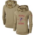 Wholesale Cheap Women's Atlanta Falcons Nike Khaki 2019 Salute to Service Therma Pullover Hoodie