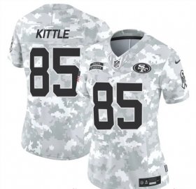 Cheap Women\'s San Francisco 49ers #85 George Kittle 2024 F.U.S.E Arctic Camo Salute To Service Limited Stitched Jersey(Run Small)