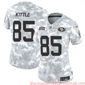 Cheap Women\'s San Francisco 49ers #85 George Kittle 2024 F.U.S.E Arctic Camo Salute To Service Limited Stitched Jersey(Run Small)