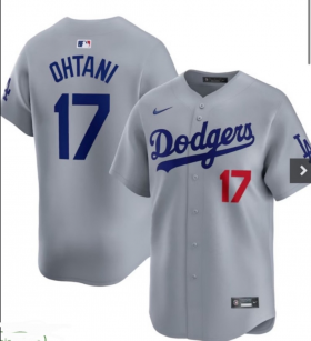 Cheap Men\'s Los Angeles Dodgers #17 Shohei Ohtani Gray Cool Base Stitched Baseball Jersey