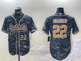 Men\'s New Orleans Saints #22 Rashid Shaheed Grey Camo With Patch Cool Base Stitched Baseball Jerseys