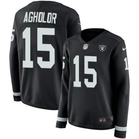 Wholesale Cheap Nike Raiders #15 Nelson Agholor Black Team Color Women\'s Stitched NFL Limited Therma Long Sleeve Jersey