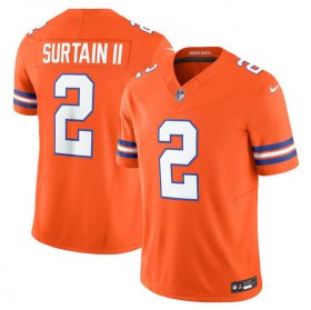 Men\'s Denver Broncos #2 Pat Surtain II Orange Mile High Collection F.U.S.E. 1977 Throwback Vapor Limited Stitched Jersey