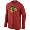 Wholesale Cheap NHL Chicago Blackhawks Big & Tall Logo Long Sleeve T-Shirt Red