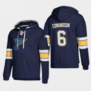 Wholesale Cheap St. Louis Blues #6 Joel Edmundson Blue adidas Lace-Up Pullover Hoodie