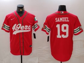 Men\'s San Francisco 49ers #19 Deebo Samuel Red Mexico Cool Base Stitched Baseball Jersey