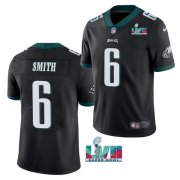 Wholesale Cheap Men's Philadelphia Eagles #6 DeVonta Smith Black Super Bowl LVII Patch Vapor Untouchable Limited Stitched Jersey