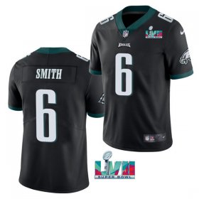 Wholesale Cheap Men\'s Philadelphia Eagles #6 DeVonta Smith Black Super Bowl LVII Patch Vapor Untouchable Limited Stitched Jersey