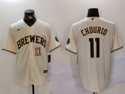 Cheap Milwaukee Brewers #11 Jackson Chourio Cream Stitched Cool Base Nike Jerseys