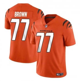 Cheap Youth Cincinnati Bengals #77 Trent Brown Orange Vapor Untouchable Limited Stitched Jersey