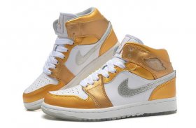 Wholesale Cheap Jordan 1 Girls Shoes white/gold/silver