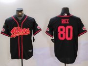 Cheap Men's San Francisco 49ers #80 Jerry Rice Black With Patch Cool Base Stitched Baseball Jersey