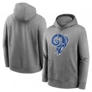 Cheap Men's Los Angeles Rams Heather Gray Primary Logo Long Sleeve Hoodie T-Shirt