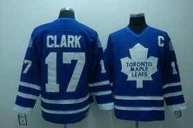 Wholesale Cheap Maple Leafs #17 Wendel Clark Stitched Blue CCM Throwback NHL Jersey