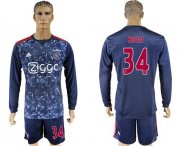 Wholesale Cheap Ajax #34 Nouri Away Long Sleeves Soccer Club Jersey