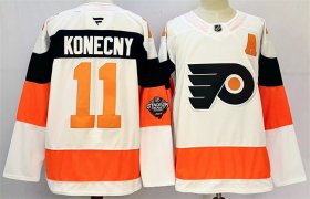 Cheap Men\'s Philadelphia Flyers #11 Travis Konecny White 2024-25 With A Patch Stitched Jersey