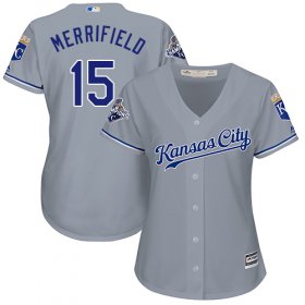 Wholesale Cheap Royals #15 Whit Merrifield Grey Road Women\'s Stitched MLB Jersey