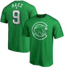 Wholesale Cheap Chicago Cubs #9 Javier Baez Majestic St. Patrick\'s Day Stack Player Name & Number T-Shirt Kelly Green