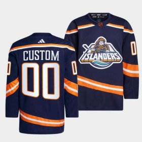 Wholesale Cheap Men\'s New York Islanders Custom 2022 Navy Reverse Retro 2.0 Stitched Jersey