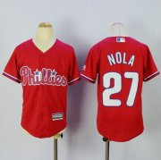 Wholesale Cheap Phillies #27 Aaron Nola Red Alternate Cool Base Stitched Youth MLB Jersey