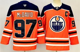 Cheap Men\'s Edmonton Oilers #97 Connor McDavid Orange 2024-25 With C Patch Heritage Classic Primegreen Stitched Jersey