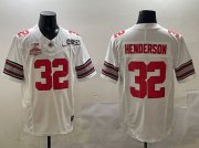 Cheap Men's Ohio State Buckeyes #32 TreVeyon Henderson White 2025 CFP Final With National Champions Patch F.U.S.E. Vapor Limited Stitched Football Jersey