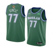 Cheap Men's Dallas Mavericks #77 Luka Doncic Green 2024 Finals Classic Edition Stitched Basketball Jersey