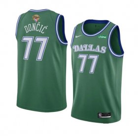 Cheap Men\'s Dallas Mavericks #77 Luka Doncic Green 2024 Finals Classic Edition Stitched Basketball Jersey