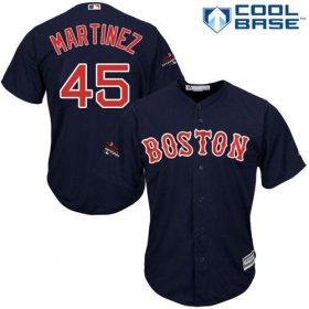 Wholesale Cheap Red Sox #45 Pedro Martinez Navy Blue New Cool Base 2018 World Series Champions Stitched MLB Jersey