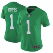 Wholesale Cheap Women Philadelphia Eagles #1 Jalen Hurts Limited Green Vapor Untouchable NFL Nike Jersey