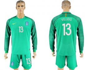 Wholesale Cheap Greece #13 Vellidis Green Goalkeeper Long Sleeves Soccer Country Jersey