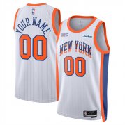 Cheap Men's New Yok Knicks Active Player Custom White 2024-25 City Edition Stitched Basketball Jersey