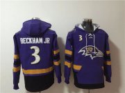 Wholesale Cheap Men's Baltimore Ravens #3 Odell Beckham Jr. Ageless Must-Have Lace-Up Pullover Hoodie