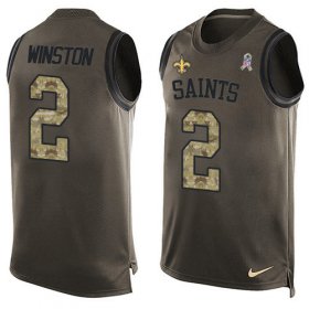 Wholesale Cheap Nike Saints #2 Jameis Winston Green Men\'s Stitched NFL Limited Salute To Service Tank Top Jersey