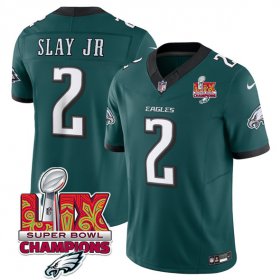 Cheap Men\'s Philadelphia Eagles #2 Darius Slay JR Green 2025 Eagles Logo Super Bowl LIX Patch New F.U.S.E. Vapor Limited Football Stitched Jersey