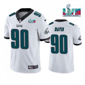 Wholesale Cheap Men\'s Philadelphia Eagles #90 Jordan Davis White Super Bowl LVII Patch Vapor Untouchable Limited Stitched Jersey