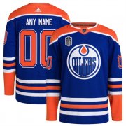 Cheap Men's Edmonton Oilers Custom Royal 2024 Stanley Cup Final Patch Stitched Jersey