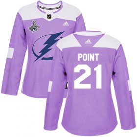 Cheap Adidas Lightning #21 Brayden Point Purple Authentic Fights Cancer Women\'s 2020 Stanley Cup Champions Stitched NHL Jersey