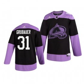 Wholesale Cheap Colorado Avalanche #31 Philipp Grubauer Adidas Men\'s Hockey Fights Cancer Practice NHL Jersey Black