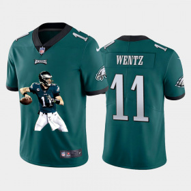 Wholesale Cheap Philadelphia Eagles #11 Carson Wentz Men\'s Nike Player Signature Moves 2 Vapor Limited NFL Jersey Green