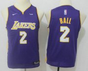 Cheap Youth Los Angeles Lakers #2 Lonzo Ball New Purple 2017-2018 Nike Swingman Wish Stitched NBA Jersey