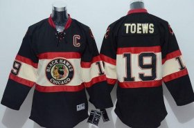 Wholesale Cheap Blackhawks #19 Jonathan Toews Stitched Black Youth New Third NHL Jersey